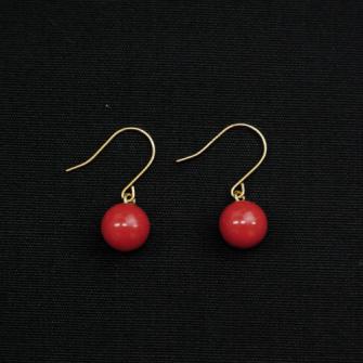 k18赤サンゴ・ボールピアス